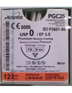 SUTURA  PGC25 (Polic-Ac.polig)Abs viole Atram 0 aguja...