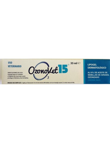 OZONOVET 15 35 ML -  LIPOGEL DERMATOLOGICO Aceite de Girasol y Oliva Ozonizados