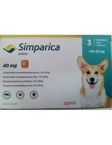 SIMPARICA 40 MG 10-20 KG 3 TAB 