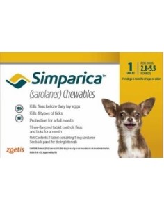 SIMPARICA 5 MG 1.3-2.5 KG 3 TAB 