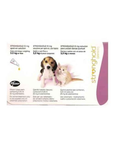 STRONGHOLD 15 MG. 15 PIPETAS PERRO/ GATO HASTA 2.5KG