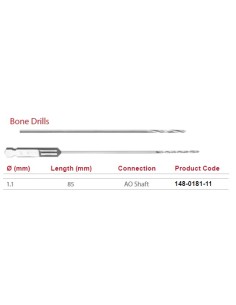 EJE BROCA-Leilox Twist Drill Bone AO shaft  Ø 1.1mm, 85mm...