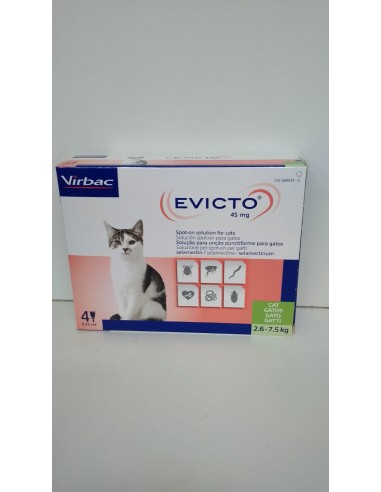 EVICTO SPOT ON GATO 2,6-7,5 KG 45MG 4PIP 