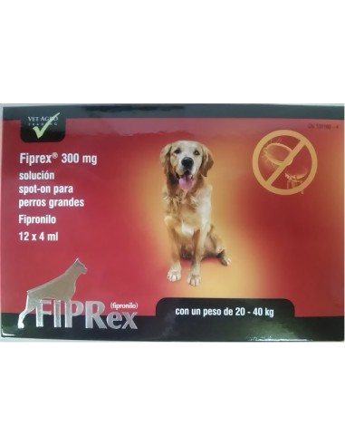 FIPREX L PERROS 20-40 kg 1x4 ml/300mg FIPRO. 12UDS 