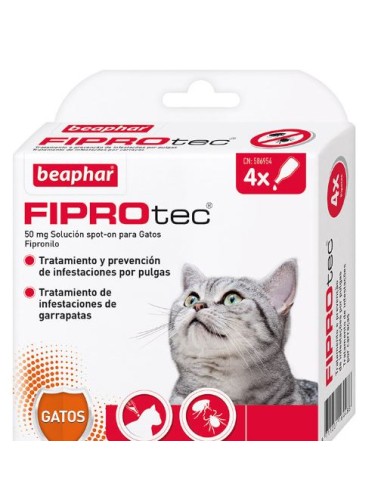 Fiprotec 50 mg Solucion Spot-On para Gatos 4 Pip 