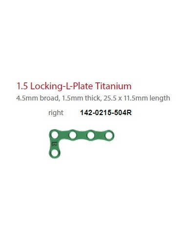 Leilox L-Locking Boneplate 1.5mm,4.5mm broad,1.5mm thick5holes,25.5x11.5mm length,right,titan,monoax.