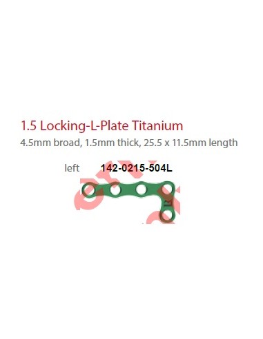 Leilox L-Locking Boneplate 1.5mm,4.5mm broad,1.5mm thick 5holes,25.5x11.5mm length,left,titan,monoax.