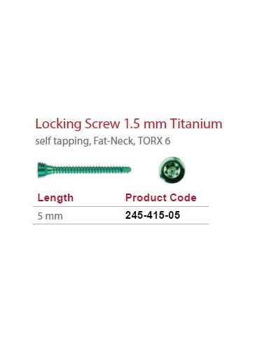 Leilox Locking Screw 1.5mm x 5mm,Titanium,  self-tapping, Fat-Neck, Stardrive, green