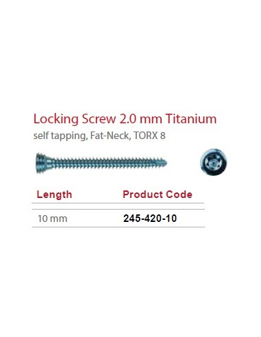 Leilox Locking Screw 2,0mm x 10mm, Titanium, self-tapping, Fat-Neck, Stardrive, light blue