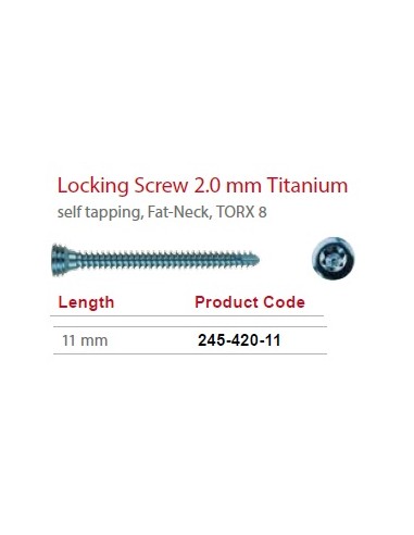 Leilox Locking Screw 2,0mm x 11mm, Titanium, self-tapping, Fat-Neck, Stardrive, light blue