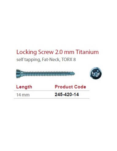 Leilox Locking Screw 2,0mm x 14mm, Titanium, self-tapping, Fat-Neck, Stardrive, light blue