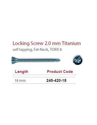 Leilox Locking Screw 2,0mm x 18mm, Titanium, self-tapping, Fat-Neck, Stardrive, light blue