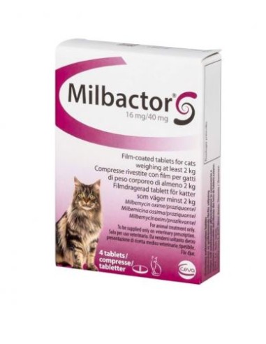 MILBACTOR GATO 16mg/40 mg >2 KG 4 TABLETAS (Ultimas unidades)