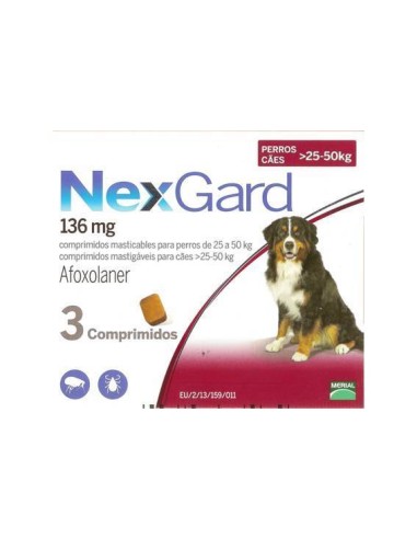 NEXGARD PERROS 25-50 KG X 3 CPDS MASTICABLES 