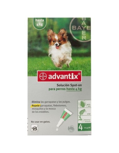 ADVANTIX 4 X 0,4 ML. 4 PIPETAS 1KG A 4KG