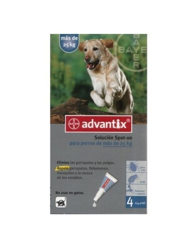 ADVANTIX 4 X 4,0 ML. 4 PIPETAS 25KG A 40 KG