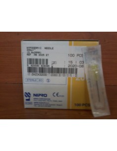 AGUJA HIPODERMICA 20G 0.9x25 MM 100 UD NIPRO CAJA AMARILLA