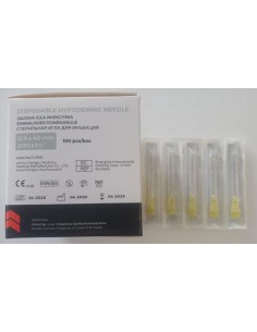 AGUJA HIPODERMICA 20G 40*0,9 MM CAJA AMARILLA LARGA