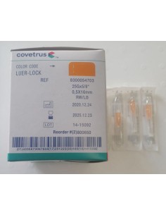 AGUJA HIPODERMICA 25G 0,5*16 MM 100 UDS CAJA NARANJA