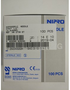 AGUJA HIPODERMICA 27G 0.4x32 MM 100 UD NIPRO CAJA GRIS