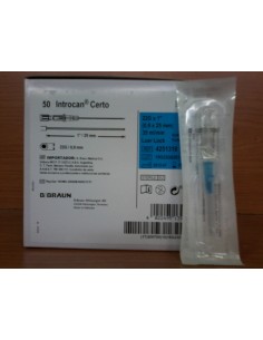 CATETER INTROCAN CERTO 22G AZUL SIN ALAS 50 UDS