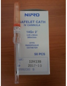 CATETER IV 14G 50mm 50 UD SIN ALAS CAJA NARANJA
