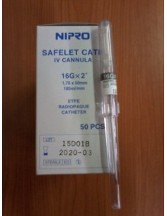 CATETER IV 16G 50mm 2 " 50 UD SIN ALAS CAJA GRIS