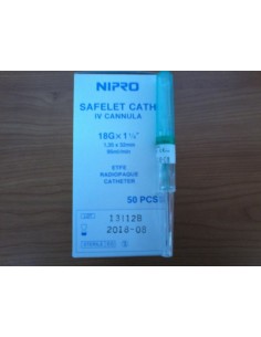 CATETER IV 18G 1/4 32mm 50 UD SIN ALAS CAJA VERDE