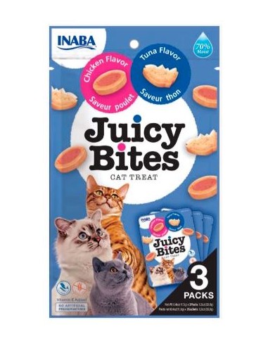 CHURU CAT JUICY BITES POLLO Y ATUN 3X11GR 