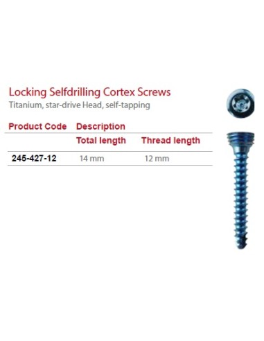 C-LOX Spine Cage Locking Screw TI Total lenght  14mm, thread lenght 12 mm Fat-Neck, Stardrive, sel