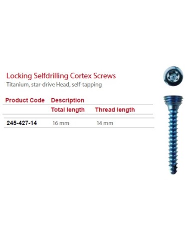 C-LOX Spine Cage Locking Screw TI Total lenght  16mm, thread lenght 14 mm Fat-Neck, Stardrive, sel