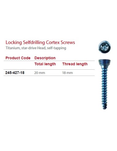C-LOX Spine Cage Locking Screw TI Total lenght  20mm, thread lenght 18 mm Fat-Neck, Stardrive, sel