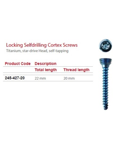 C-LOX Spine Cage Locking Screw TI Total lenght  22mm, thread lenght 20 mm Fat-Neck, Stardrive, sel