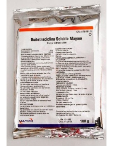 OXITETRACICLINA SOLUBLE MAYMO 100 GR  