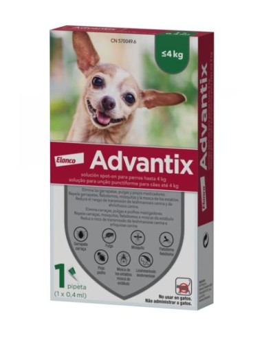 ADVANTIX 1 X 0,4 ML. 1 PIPETA 1KG A 4KG