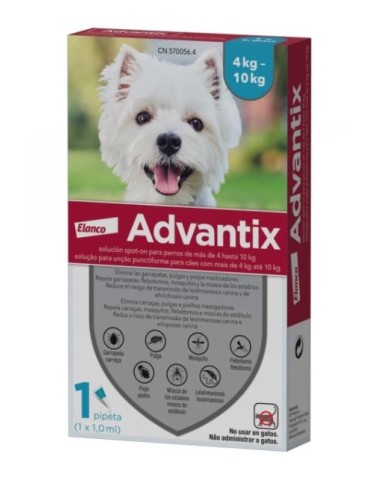 ADVANTIX 1 X 1,0 ML. 1 PIPETA 4KG A 10KG