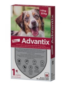 ADVANTIX 1 X 2,5 ML. 1 PIPETA 10KG A 25KG