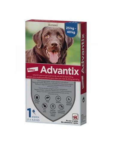 ADVANTIX 1 X 4,0 ML. 1 PIPETA 25KG A 40 KG