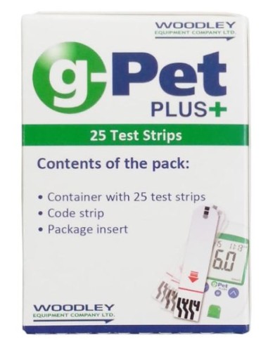 TIRAS GLUCOSA GLUCOMETRO G-PET PLUS 25 UDS 