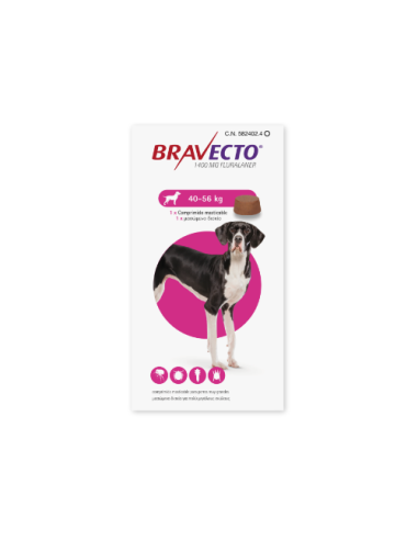 BRAVECTO Perro muy Grande(40-56 Kg)1400mg(1 compr) 