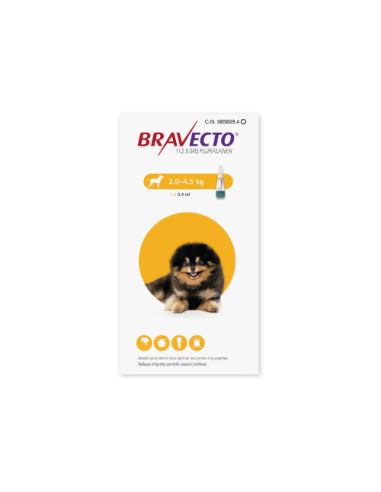 BRAVECTO PERRO PIPETA 112.5 MG (2- 4.5 KG)  (AMARILLO) 