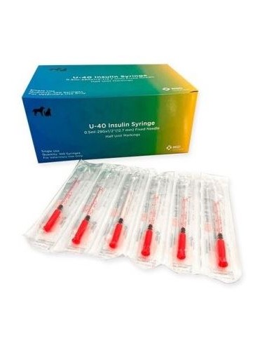 JERINGA INSULINA 1 ML CON AGUJA 29G X 1/2  100 UDS 40 UI MSD 100 UDS