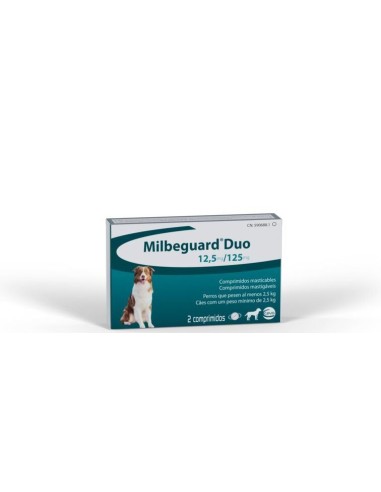 MILBEGUARD DUO 12,5/125 MG 2 COMP PERRO MEDIANO...