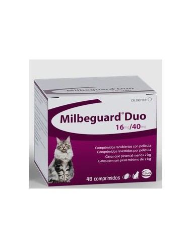 MILBEGUARD DUO 16/40 MG 2 COMP GATO + 2KG Susutituye a Milbactor
