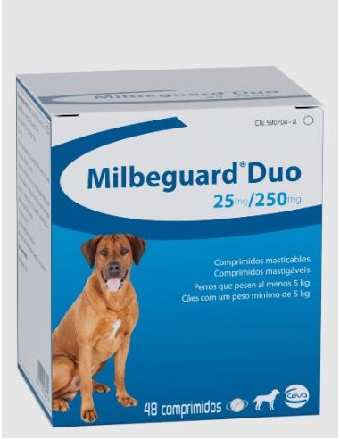 MILBEGUARD DUO 25/250 MG 48 COMP PERRO GRANDE +5 KG Susutituye a Milbactor