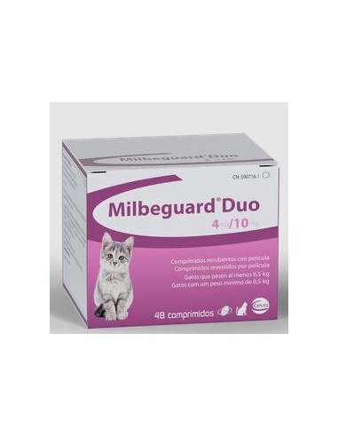 MILBEGUARD DUO 4/10 MG 48 COMP GATO PEQUEÑO 0,5 - 2 KG Susutituye a Milbactor