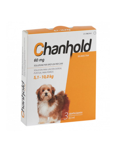 CHANHOLD 60 MG PERRO M   3 PIP. 5,1-10 kg