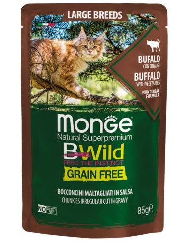 MONGE POUCHES HUMEDO CAT KITTEN BUFALO Y VEGETAL 28 UDS Trozos en salsa