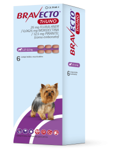 BRAVECTO TRIUNO PERRO 6 COMP. 25 MG (1,27-2,5 KG) 