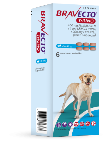 BRAVECTO TRIUNO PERRO 6 COMP. 400 MG (20-40 KG) 
